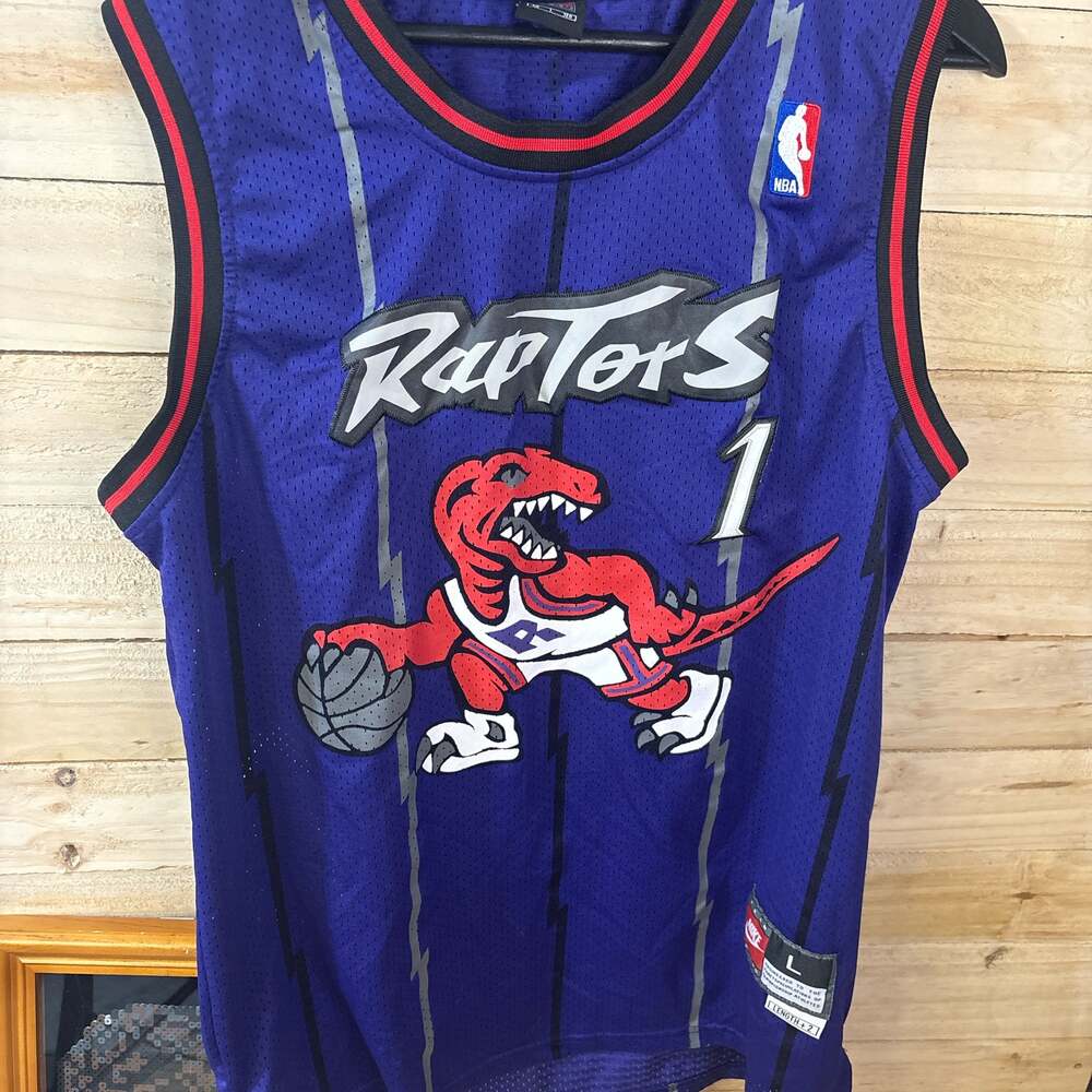 Vintage Nike Toronto Raptors Tracy McGrady #1 Swingman Jersey Purple Size L